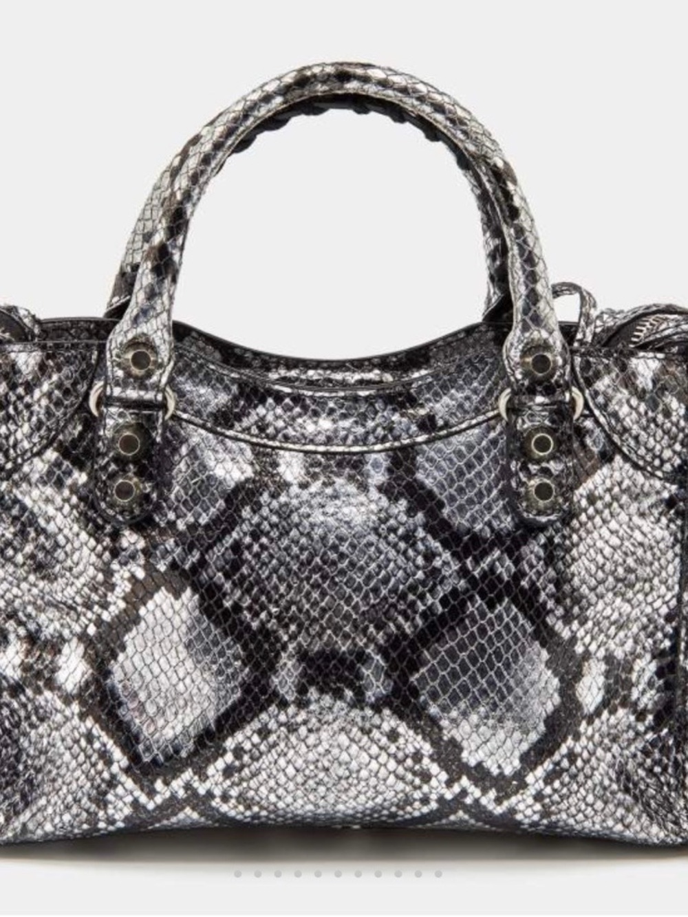 Balenciaga (Fake) Silver Python Embossed Leather Mini Classic City Bag - Picture 3 of 9